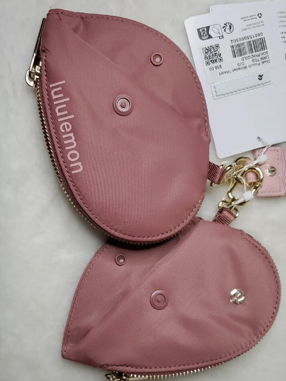 lululemon athletica Dusty Rose Heart Wristlet